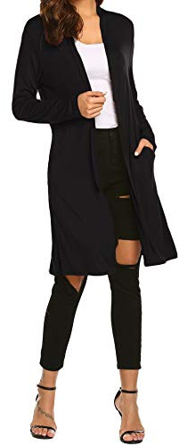 Newchoice Cardigan da donna casual leggero a maniche lunghe, morbido drappeggio, aperto sul davanti, autunnale (S-3XL)
