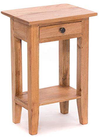 DESIGN DELIGHTS Rustikaler Vintage Telefontisch PLANTA | 52x34cm (HxB), Mahagoni Massivholz | Blumenhocker, Flurtisch, Beistelltisch, Nachtschrank mit Schublade | Farbe: 08 honigfarben gewachst