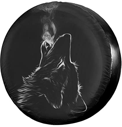 Foruidea Black 3D Wolf Spare Tire Cover Dust-Proof Wheel Tire Cover Fit Trailer, RV, SUV and Many Vehicle 17 Inch