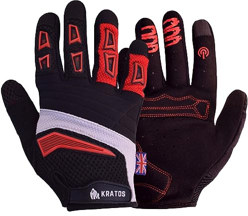 Kratos Cycling Gloves Full Finger Mountain Bike Gloves Gel Padded Palm Touchscreen MTB Racing Bicycle BMX for Kids Men Women