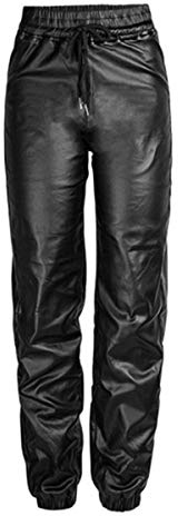 Andiwa Dam fuskläder byxor hög midja lös passform breda ben dragsko stretch PU leggings petite/normal/hög