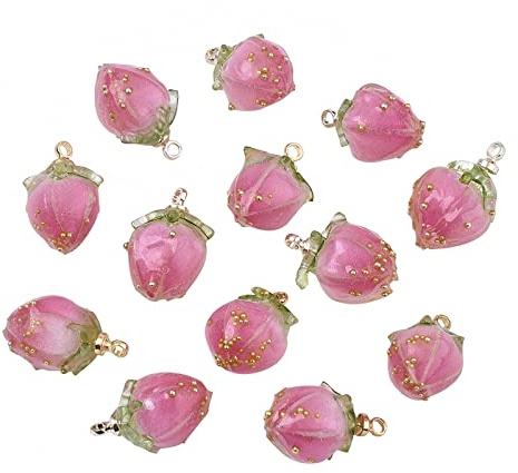 BEEFLYING Blumen SchmuckanhäNger Kleine AnhäNger Trinkets | Blütenknospen Acryl AnhäNger Charms, füR ArmbäNder Schmuck Basteln Ketten Schmuckherstellung BastelzubehöR