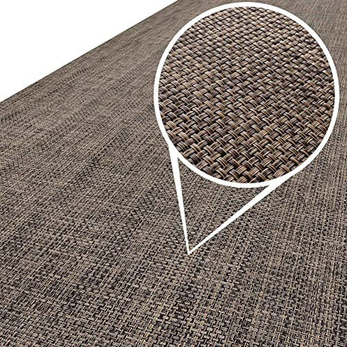 ANRO Läufer In-/Outdoor Teppich wasserfest Balkon Teppich auch für Balkon und Terasse Flur Bodenmatte wetterfest Braun Abwaschbar 120 x 67cm