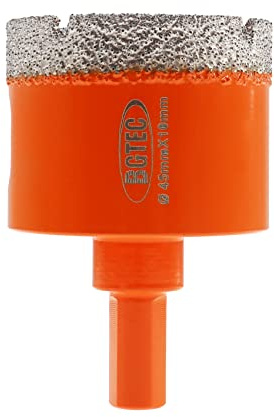 BGTEC Fresa a secco diamantata, sega a tazza brasata sottovuoto da 45 mm con gambo triangolare per piastrelle in porcellana in granito ceramico in marmo
