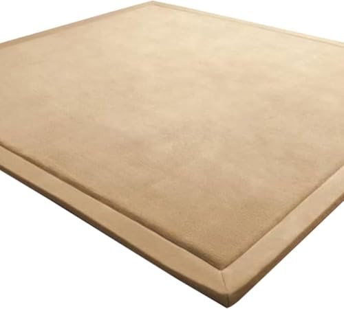 LEHOUR Verdickung Korallen Samt Teppich Kinder Krabbeldecke Weiche Tatami Teppiche Kinder rutschfeste Vergrößern Spielmatte (Naturbraun, 80 * 200CM)