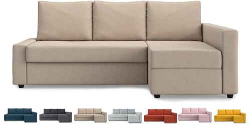 MASTERS OF COVERS Snug Fit Friheten Slipcover for The IKEA Friheten with Chaise Corner Cover, Sofa Bed Cover, Sectional Slipcover Replacement (Light Khaki)