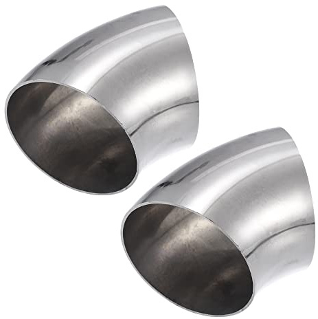 X AUTOHAUX 45 Grad Auspuffrohr 2 Stück Für Auto Edelstahl SS304 | Außendurchmesser 76mm, Wandstärke 1.5mm, Bogenlänge 100mm, Poliert, Rostfrei, Universell Passend
