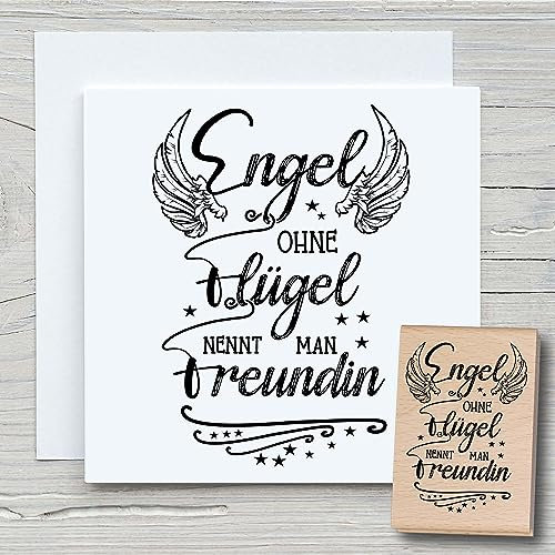 NEWSTAMPS Stempel Engel ohne Flügel Motivstempel aus Holz & Gummi zum Karten und Geschenke basteln, Holzstempel für Sprüche, Freundschaft, Sprüche, Spruchstempel, Scrapbook, Textilstempel, Deko