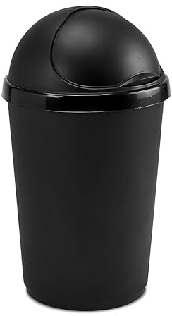 VR7 25L BLACK Kitchen Bullet Bin, Rubbish Bin with Large Opening Flap, Plastic Bin, Ideal Dustbin for Home, Bedroom, and Office Use, Plastic Kitchen Bin, Waste paper Bin, Indoor Trash Basket