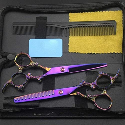 Professionelles Friseurscheren-Set, Friseurschere, Edelstahl, zum Ausdünnen, Rasierer-Set, Stiletto-Kammetui, Haarschere, Gold, 15,2 cm, Rosa-Gold (Rosa A)