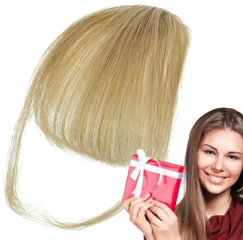 Bang Clip aus Echthaar, Bang Clip in Haarverlängerungen – Haarverlängerung aus Echthaar | Französischer Pony zum Anklipsen, künstliche Pony, elegantes Haarteil in natürlicher Farbe