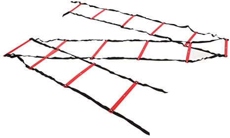 Beweglichkeitsleiter, 7 M, 14 Sprossen, PP, Beweglichkeits-Geschwindigkeitsleiter, Treppen, Geschwindigkeitsleiter, Beinarbeitsleiter, Feste Beweglichkeitsleiter für Fitness, (Rot)