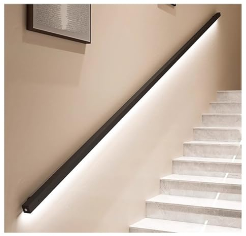 Stair handrailQuadratische Treppenhandläufe unterstützen Geländer mit LED-Licht Treppengeländer aus Metall Geländer für ältere Menschen Sicherheits-Handstützschiene Korridorstange (Farbe