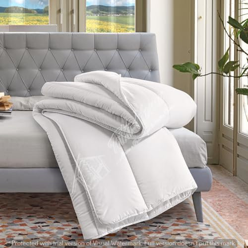 Tata Home Piumino Letto Singolo 4 Stagioni in Calda e Morbida Microfibra Piumone Doppio con Bottoni Piumino per Sacco Autunnale Invernale Misura 150x200 cm Colore Bianco Mod. Jeff