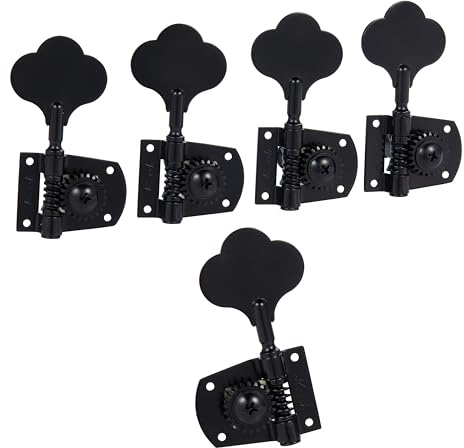 Cloverleaf Stimmwirbel für Bassgitarre, 5-saitig, Stimmmechanik, Tasten und Pegs für American Standard/Highway One Series JB Jazz Bass/PB Precision Bass, Schwarz 4R1L