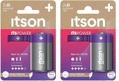 ITSON Blister de 2 Piles Alcalines LR20/D 1,5V ItsPOWER (Lot de 2)