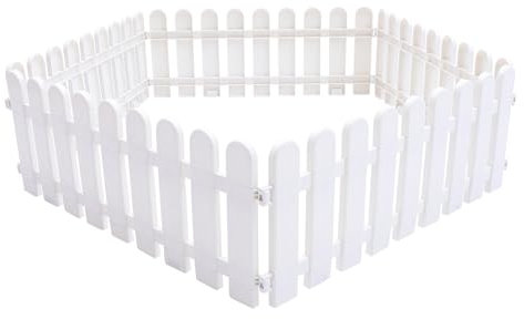 Dekorative Gartenzaun 5 Stücke Gartenzaun Kanten Grenze Rasen Weiß Dekorative Lattenzaun Kunststoff Outdoor Barriere Blume Haustier Zäune Hof Panels Pfad Kanten(50X20X2CM)