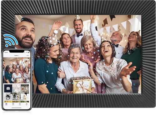 TMC 10.1 Inch WiFi Digital Picture Frame with HD IPS Touch Screen, 1280x800 Resolution, Stores 30,000 Photos, No Monthly Fees – Wireless Smart Photo Frame with Free App for iPhone & Android