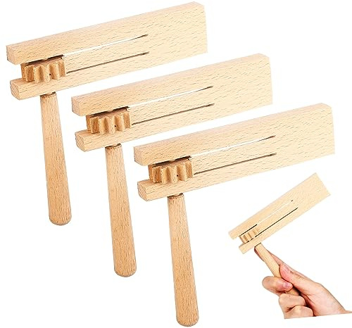 FUNNETOYU 3piezas Matraca De Madera Musical para Niño Niña Juguete Noisemaker Instrumento Orff Seguro con Bordes Suaves para Fiestas Reuniones Familiares y Eventos Deportivos