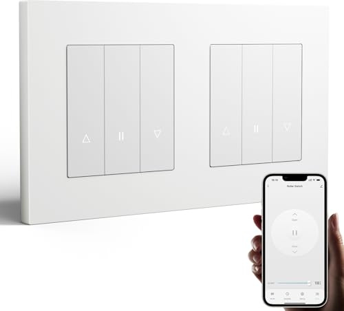 BSEED Smart Zigbee Double Interrupteur pour Volet Roulant Compatible avec Alexa/Google Home/Tuya,Interrupteur de Store Encastré Cadre en PC(Nécessite Fil Neutre et Gateway Hub),Blanc