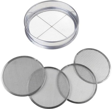 Vynetra Tamis de sol en acier inoxydable - 20,3 cm de diamètre - Avec filet réglable - Pour la maison, le jardinage et l'agriculture