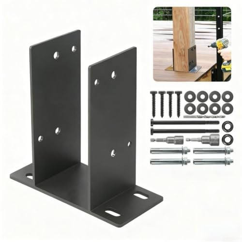 Base de poteau en acier robuste, base de poteau en acier inoxydable, 10,2 x 10,2 cm, support de poteau en béton pour garde-corps, clôtures, boîtes aux lettres (1 pièce)