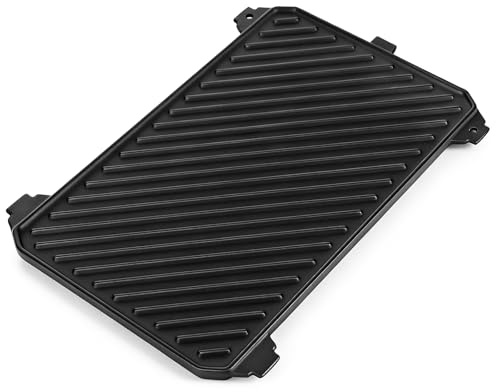 GFTIME Plaque de cuisson en fonte pour barbecue SKOTTI, plancha et griddle 2 en 1, utilisable des deux côtés, plaque de cuisson massive pour viande, poisson, légumes et petit-déjeuner