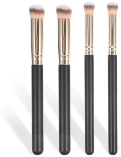 SHOWERORO Brochas Correctoras para Maquillaje 4 Piezas Mango de Madera Pinceles Planos y Flexibles para Polvos Cosméticos Uso Profesional y Doméstico Accesorio Práctico para Rostro