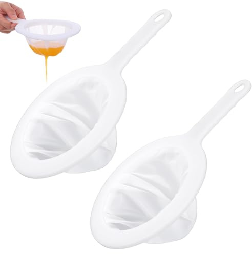 cobee 2 coladores de malla de nailon fino, colador de malla de plástico con asa, colador de cocina para filtrar yogur, jugo, leche, miel, café, fácil de limpiar (200)