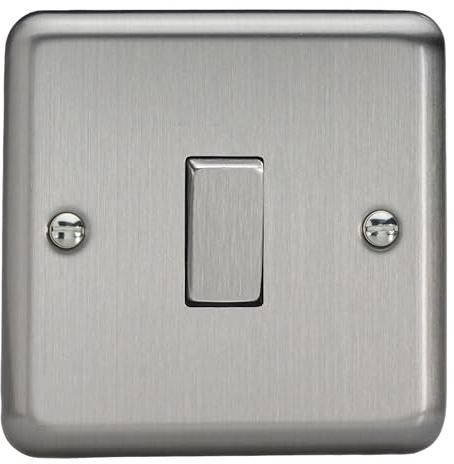 Varilight Single Rocker Light Switch 2-Way - Value Matt Chrome With Brushed Steel Rocker, XS1D