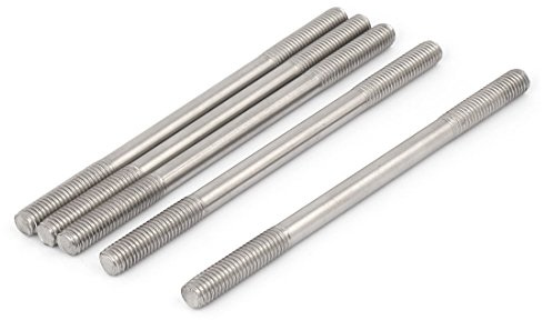 sourcing map Goujon Double Extrémité Filetage Dents Tige Serré Réglable Pousser M8 x 130mm 5Pcs | Serré Réglable Pousser