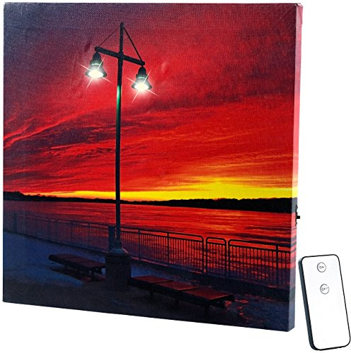 infactory Fotoleinwand beleuchtet: LED-Leinwandbild mit Beleuchtung, Uferpromenade inkl. Fernbedienung (Leinwand mit LED Beleuchtung, Leinwand beleuchtet, Bild mit Hintergrundbeleuchtung)