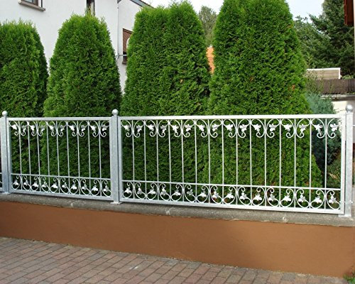 Gabella Monaco-Z140/200 Zink Metall/Gartenzaun Eisen Schmiedeeisen Feuerverzinkt, silber