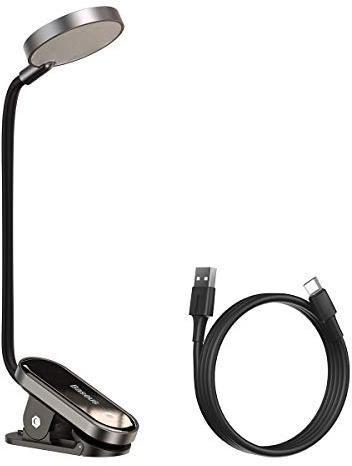 Baseus Home Comfort Reading Mini Clip Lamp + charing cable, 400 mAh, 4000K, 3W Dark Gray (DGRAD-0G)