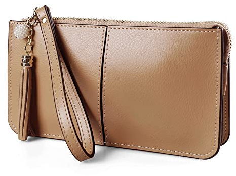 befen Genuine Leather Wristlet Clutch Wallet Cell Phone Purse for Women, Women's Small Multi Pocket Cell Phone Bag with Card Slots & Wrist Strap
