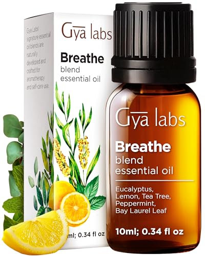 Gya Labs Breathe ätherische Ölmischungen – Natürliche Breathe Easy ätherische Öle aus Eukalyptus, Pfefferminzöl und mehr für Luftbefeuchterreiniger (10 ml)