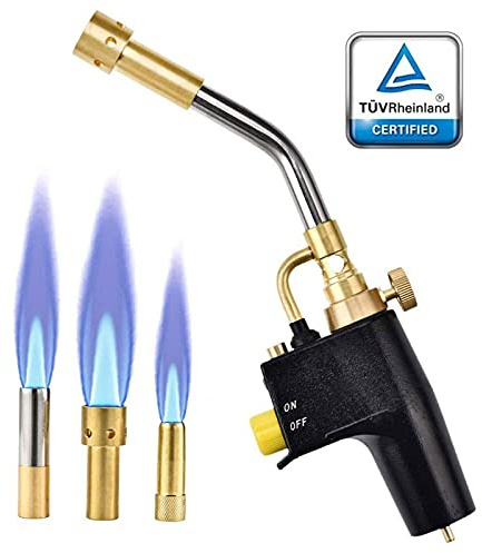 SEAAN MAPP Propane Torch Multi Purpose Trigger Start Propane Torch with 3 Nozzles/Tips, Gas Cylinders not Included