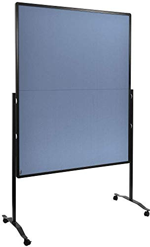 Legamaster Premium Plus Moderationswand klappbar - blau-grau - 150x120 cm - doppelseitig, mit Filz bezogenes Pinboard - einsetzbar als Trennwand - inkl. 4 feststellbaren Rollen und Papierhaken | Tafelformat 1200 x 1500 mm, Filz, blaugrau, klappbar