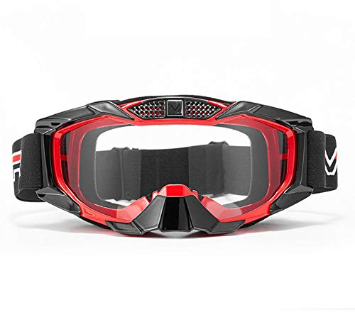 Motorrad Schutzbrille, Winddicht, Sanddicht, Staubdicht, Kratzfest, Reitbrille, Geeignet für Outdoor-Sportarten wie Skifahren, Radfahren usw (Red)