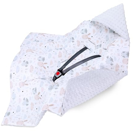 Einschlagdecke Babyschale Baby Decke 90x90 cm - Fußsack Blanket für Kinderwagen und Autositz Ganzjahres für Neugeborenen und Kleinkinder Einschlagsdecken für 3 und 5 Punkt Gurt Minky Oeko-Tex