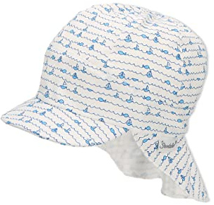 Sterntaler Baby Jungen Schirmmütze Baby Schirmmütze mit Nackenschutz Spot Sonnenhut - Schiebermütze, Baskenmütze, Sommermütze - waschbar - beige, 39