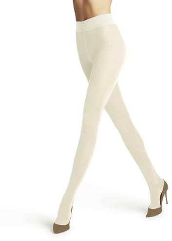 FALKE dam Strumpbyxor Softmerino W Ti ull bomull tjock enfärgat 1 del, Vit Off-White 2040, 38-40