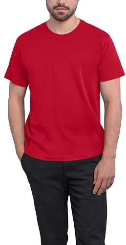 HRM T-Shirt Col Rond Heavy Luxury, Rouge, Taille M I T-Shirt Homme Col Rond Commerce Équitable, 195 g/m² I Durable et 100% Coton Bio