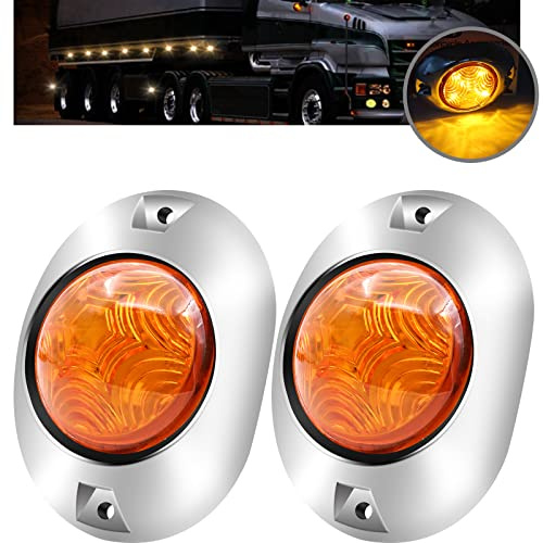 Biqing 2PCS 5 LEDs Feux de Gabarit pour Remorque 12V/24V Ambre LED Arrière Avant Indicateur de Position en Lumière avec Lunette Chromée pour Camion Caravane Camping Car Van Tracteur Bus