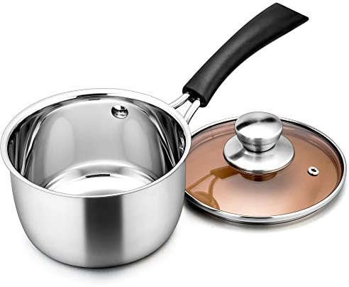 LIANYU 2QT Saucepan with Lid, 2 Quart Stainless Steel Sauce Pan, Small Pot Soup Milk Pan for Home Kitchen Restaurant, Long Heatproof Handle, Dishwasher Safe