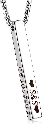 Jaohi Personalisierte Kette mit Namen,Ketten mit 3D Vertikalem Balken Bar, Kette mit Gravur Damen Herren,Personalisierte Weihnachten Geschenk für Familie, Freund, Freundin