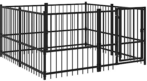 vidaXL Hundgård för utomhusbruk stål 3,75 m², hundgård, valphage, hundinhägnad, hundgårdar, valphagar, hundinhägnader, hundbur, hundburar