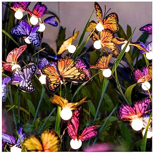DooYard Solar Garden Lights, Upgraded Swaying Butterfly Light,Outdoor Light, Decorative Lights Yard Patio Pathway Decoration, Larger Solar Panel & Better Sway Effect (2 Pack)