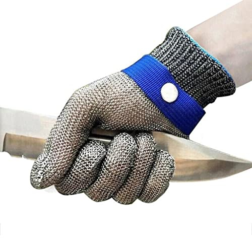 Kettenhandschuh Schnittfeste Handschuhe aus Edelstahldraht der Güteklasse 5, Sicherheitsarbeitshandschuhe for die Lebensmittel- und Metallverarbeitung (Size : A pack of one/XS)