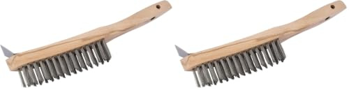 Draper 36176 Heavy Duty 4 Row Wire Scratch Brush with Scraper, 310mm,Blue (Pack of 2)